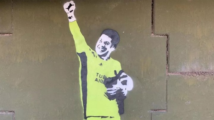 Le hicieron un mural a Enzo Pérez en el puente Labruna: “Le debemos un agradecimiento eterno”