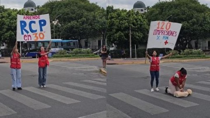 RCP en los sem&aacute;foros: la nueva tendencia para concientizar desde la Cruz Roja de salta