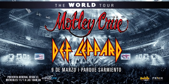 Las leyendas del rock M&ouml;tley Cr&uuml;e y Def Leppard tocar&aacute;n el 9 de marzo en Parque Sarmiento