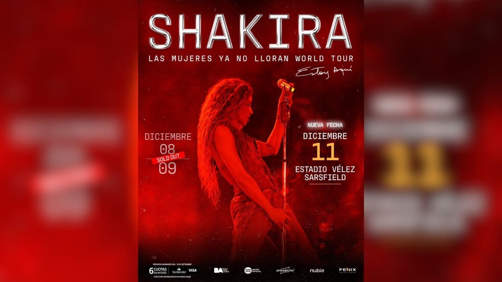 Shakira suma un tercer show en Vélez tras agotar entradas en tiempo récord