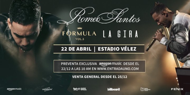 Romeo Santos "El Rey de la Bachata" anuncia su concierto en el Estadio V&eacute;lez