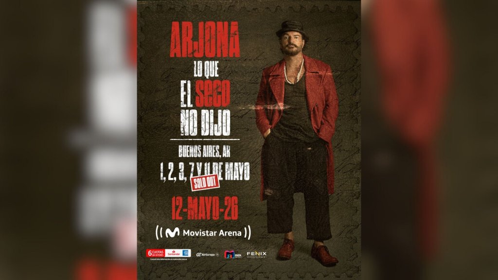 El fenómeno Ricardo Arjona no para: agotó cinco Movistar Arena y sumó una nueva fecha